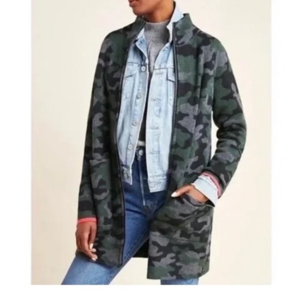 Anthropologie field flower camo wool jacket sweater